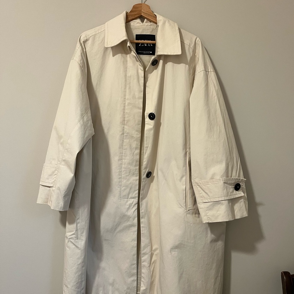 Zara Pocket Trench Coat in Ecru - Picture 7 of 11